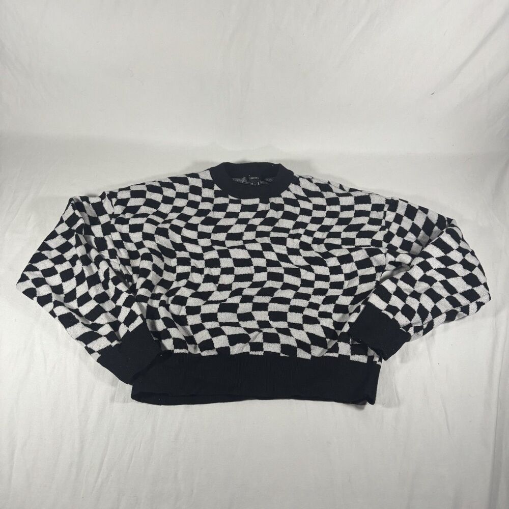 Forever 21 Checkered Sweater M Black White